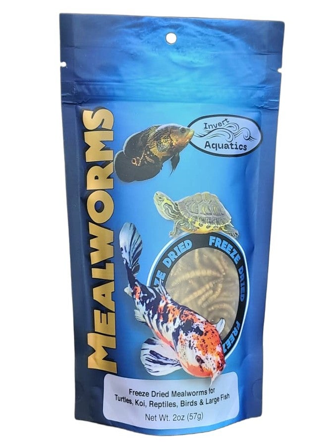 Invert Aquatics Freeze Dried Mealworms - Food for Turtles, Cichlids, Koi, Birds & More (2oz (56g)) - Image 1